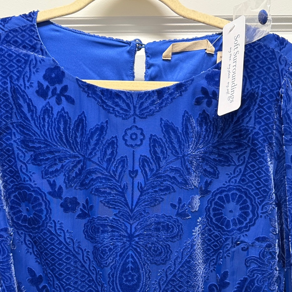Soft Surroundings Royal Blue Velvet Top - Picture 2 of 5